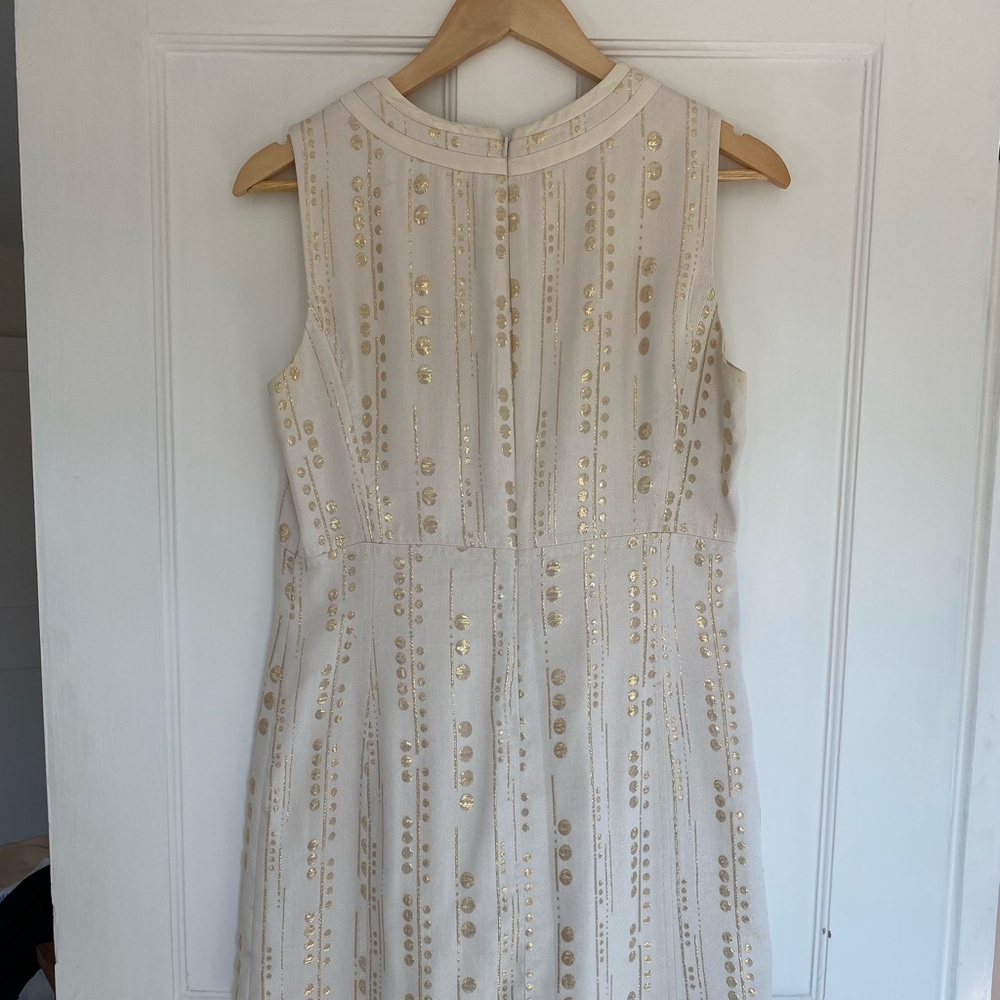 Tory Burch knee length dress size 6 ivory and gold